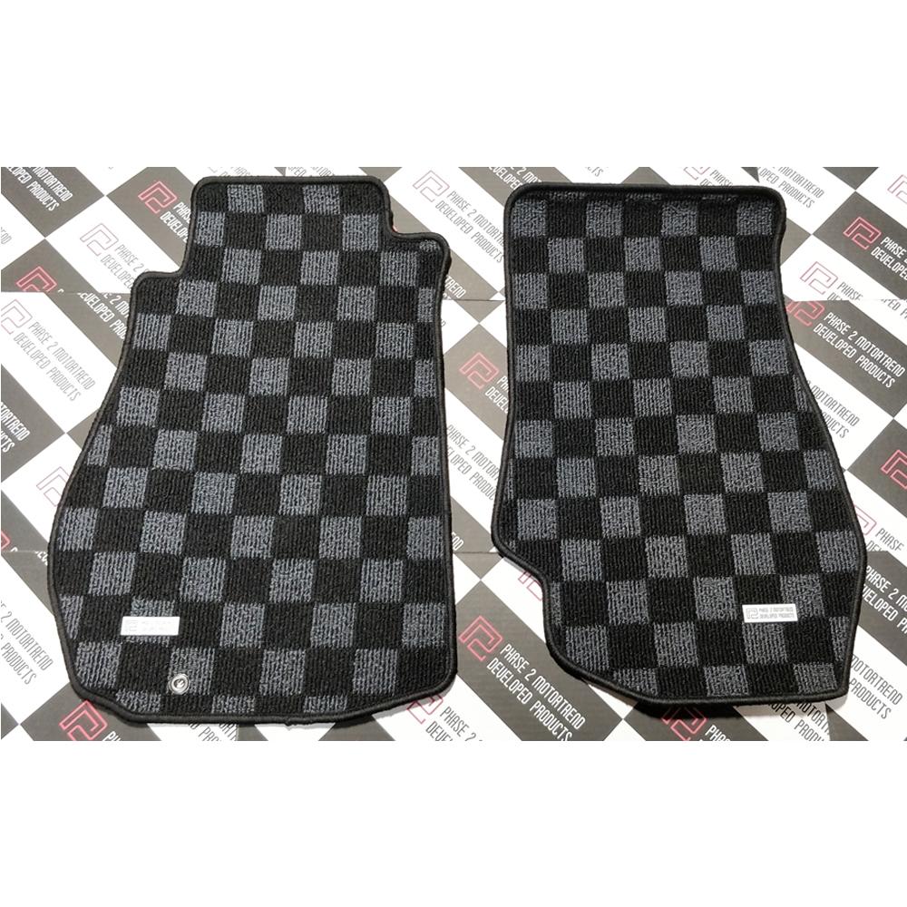 Phase 2 Motortrend, P2M Checkered Race Floor Mats | 2003-2008 Nissan 350Z Z33 (P2-CPT350ZDG-TP)