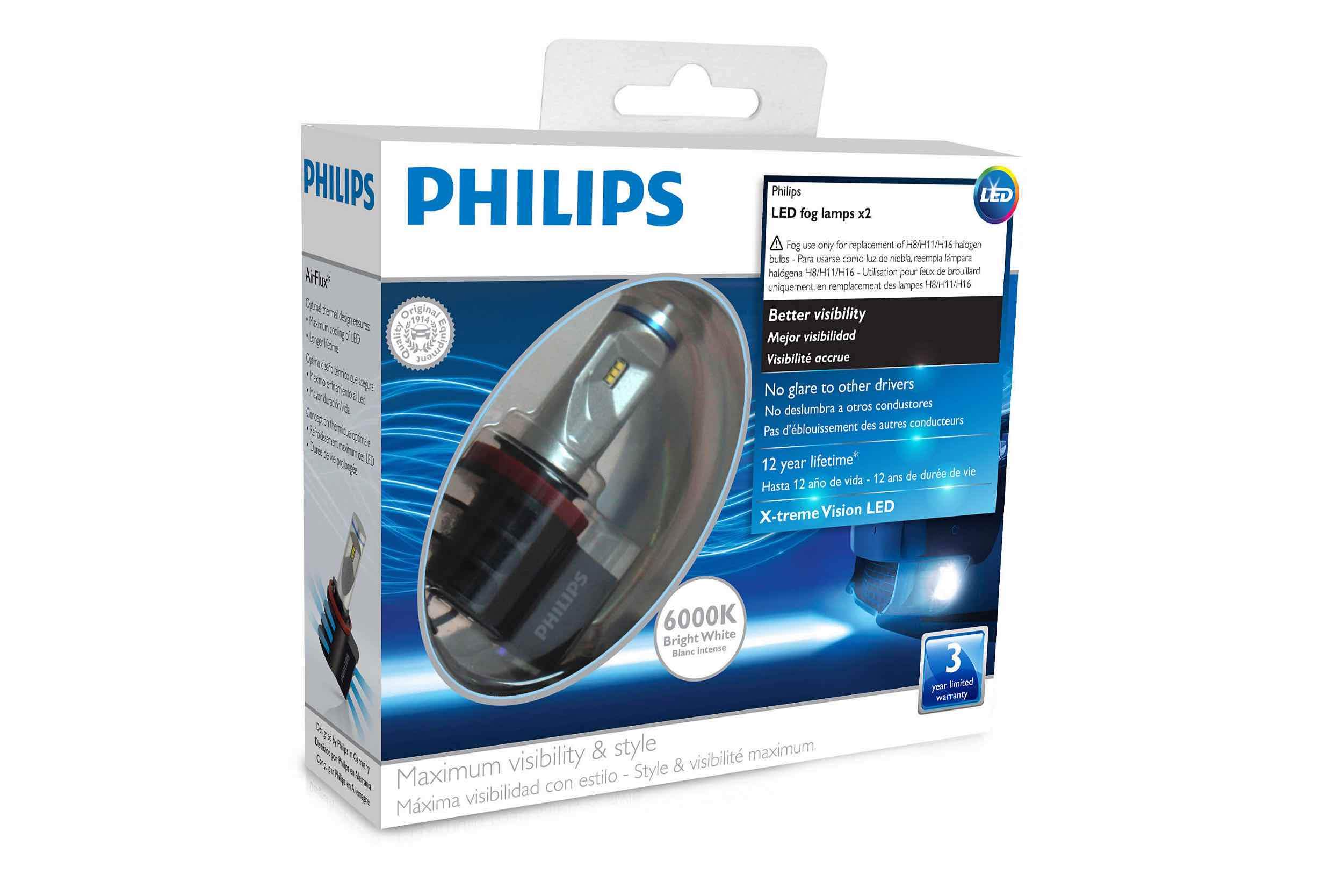 Philips, Philips H11/H16/H8: X-Treme Ultinon LED Fog - White - Set (12834UNIX2-H11)