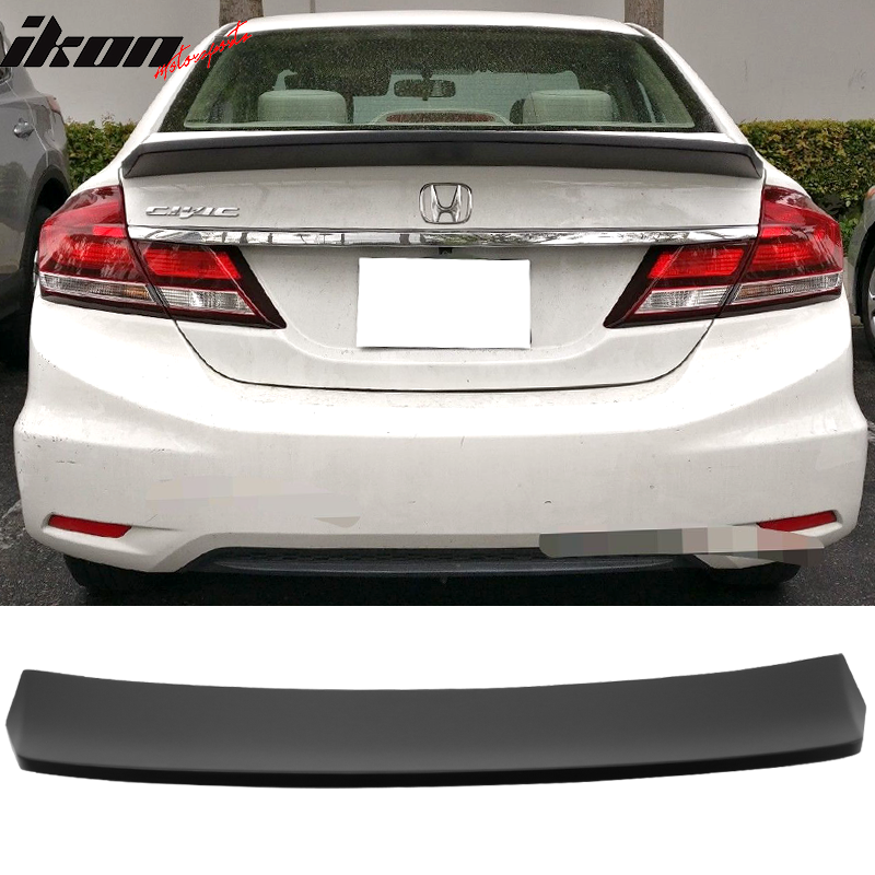 Ikon Motorsports, 13-15 Honda Civic Ikon Style Unpainted Duck Wing Rear Spoiler Wing ABS