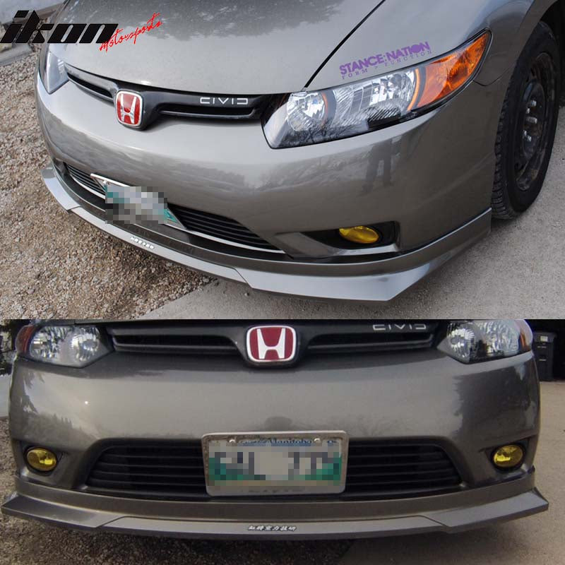 Ikon Motorsports, 2006-2008 Honda Civic HC1 Matte Black Carbon Texture Front Bumper Lip