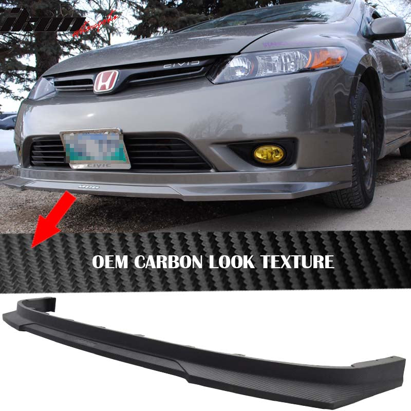 Ikon Motorsports, 2006-2008 Honda Civic HC1 Matte Black Carbon Texture Front Bumper Lip