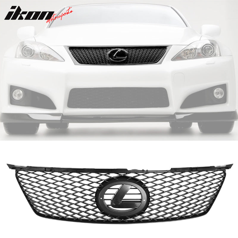 Ikon Motorsports, 2006-2008 Lexus IS250 IS350 Black Mesh Front Hood Grille Grill ABS