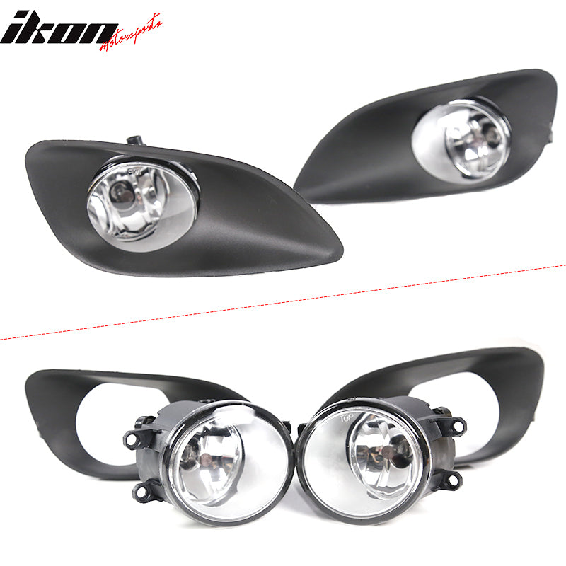 Ikon Motorsports, 2006-2008 Toyota Yaris Sedan Front Bumper Clear Fog Lights Left Right