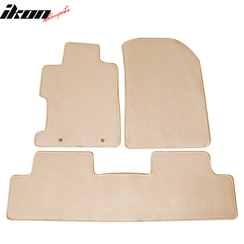 Ikon Motorsports, Car Floor Mat for 2006-2011 Honda Civic Beige Carpet 3PC Nylon