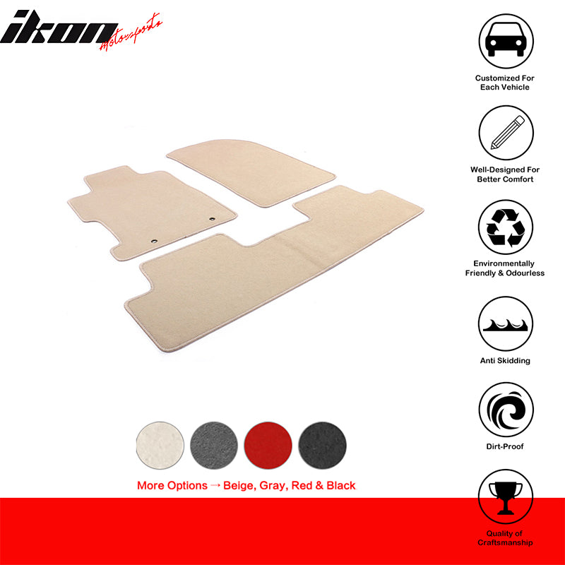 Ikon Motorsports, Car Floor Mat for 2006-2011 Honda Civic Beige Carpet 3PC Nylon